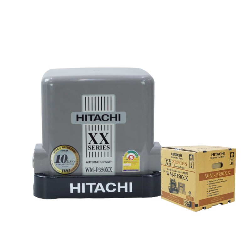 ปั๊มน้ำฮิตาชิ Hitachi ชนิดแรงดันคงที่ รุ่น WM-P350XX ขนาด 350 วัตต์ ปั๊มน้ำราคาถูก ถังเหลี่ยม WM-P350XX