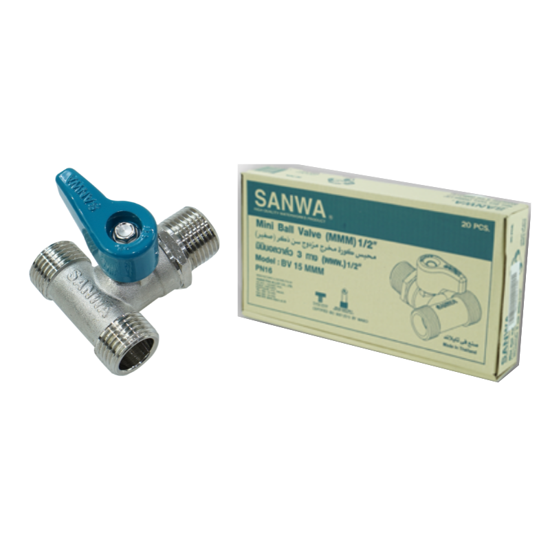 มินิบอลวาล์ว ผผผ.ซันวา SANWA ขนาด 1/2 (4หุน) มินิบอลวาว มินิบอนวาว มินิบอลวาวล์ ซันวา ซันว่า ทองเหลือง SANWA52