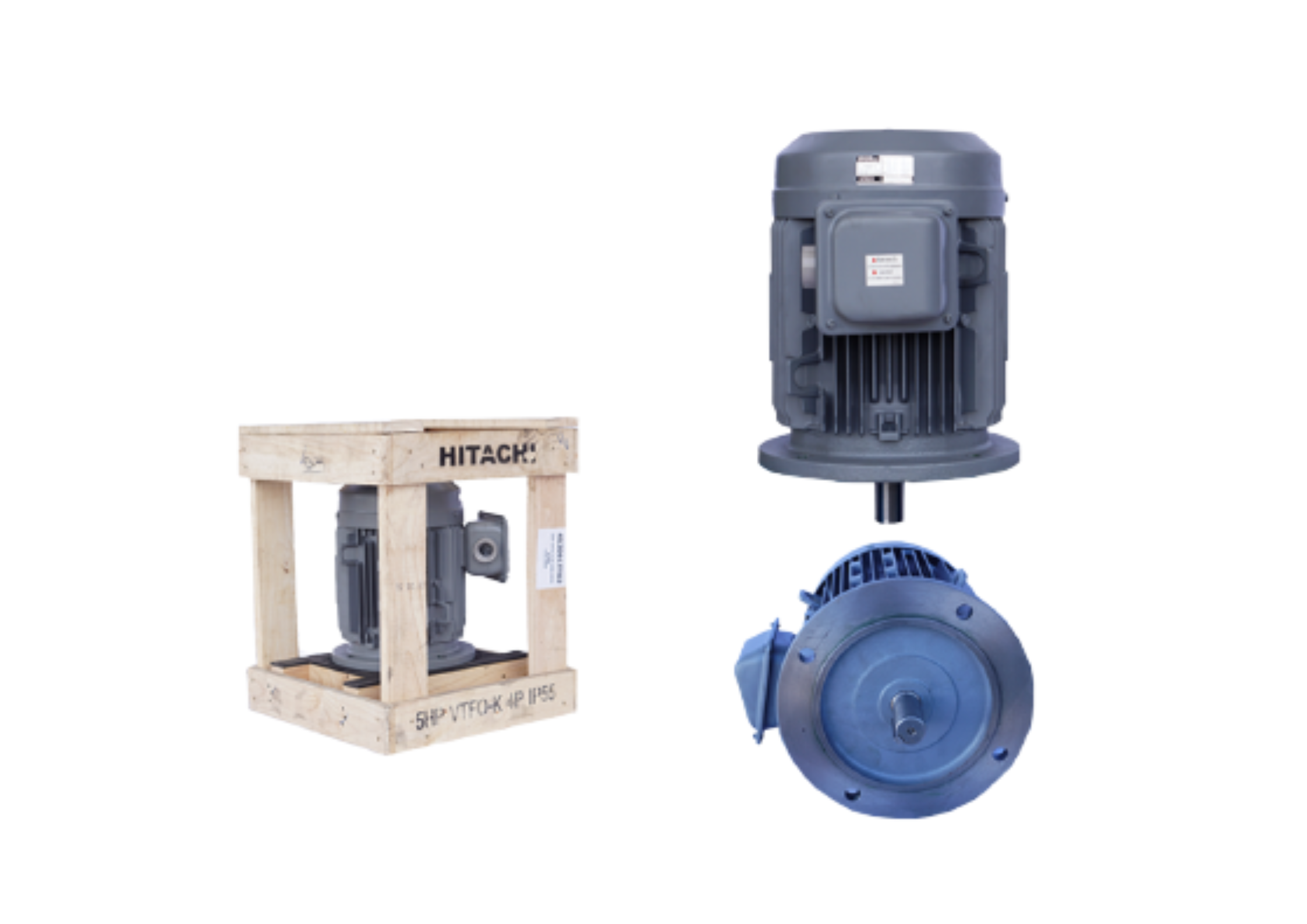 มอเตอร์ ฮิตาชิ HITACHI มอเตอร์ไฟฟ้า 5.0HP(3.70kw) 4Pole 3เฟส(220/380V) รุ่น VTFO-K หน้าจาน 412091TT02 HIM39