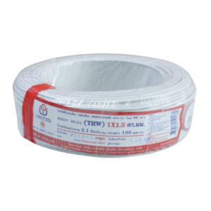 สายไฟ united สายไฟยูไนเต็ด รุ่น THW 1 x 1.5 450V / 700V ยาว 100 เมตร สีขาว (1ม้วน) หุ้มฉนวน PVC ของแท้100% SHOP004.UNI.THW.1.15.100.WHITE