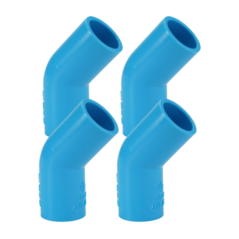 ข้องอ พีวีซี ข้องอพีวีซี ข้องอหนา PVC ข้องอPVC 45องศา ขนาด 3/4" (6หุน) จำนวน 4 ชิ้น/แพ็ค : ดี.เอส.เอ.ไอ (DSAI) DSAI.SET.029