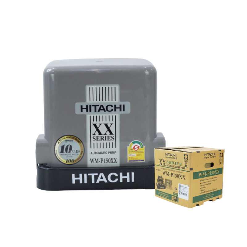 ปั๊มน้ำฮิตาชิ Hitachi ชนิดแรงดันคงที่ รุ่น WM-P150XX ขนาด 150 วัตต์ ปั๊มน้ำราคาถูก ถังเหลี่ยม WM-P150XX