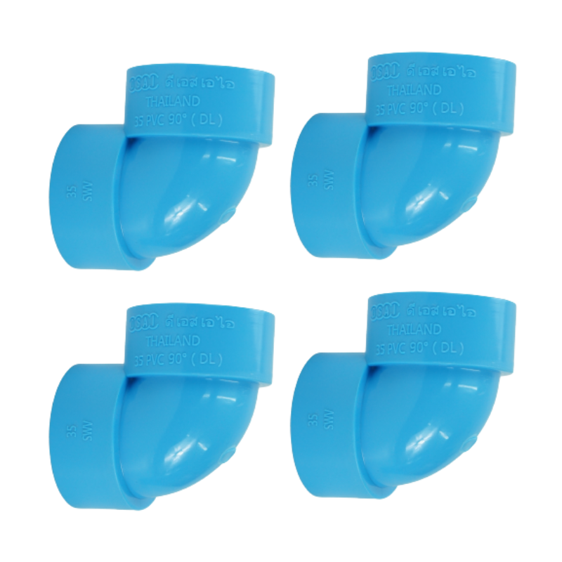 ข้องอบาง90 พีวีซี ข้องอ90บางพีวีซี ข้องอบาง90PVC ขนาด 1.1/2" (1นิ้ว ครึ่ง) จำนวน 4 ชิ้น/แพ็ค : ดี.เอส.เอ.ไอ (DSAI) DSAI.SET.138