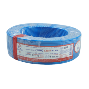 สายไฟ united สายไฟยูไนเต็ด รุ่น THW 1 x 2.5 450V / 700V ยาว 100 เมตร สีฟ้า หุ้มฉนวน PVC ของแท้100%