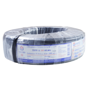 สายไฟ united สายไฟยูไนเต็ด รุ่น THW - A 16 700V ยาว 100 เมตร สีดำ หุ้มฉนวน PVC ของแท้100%