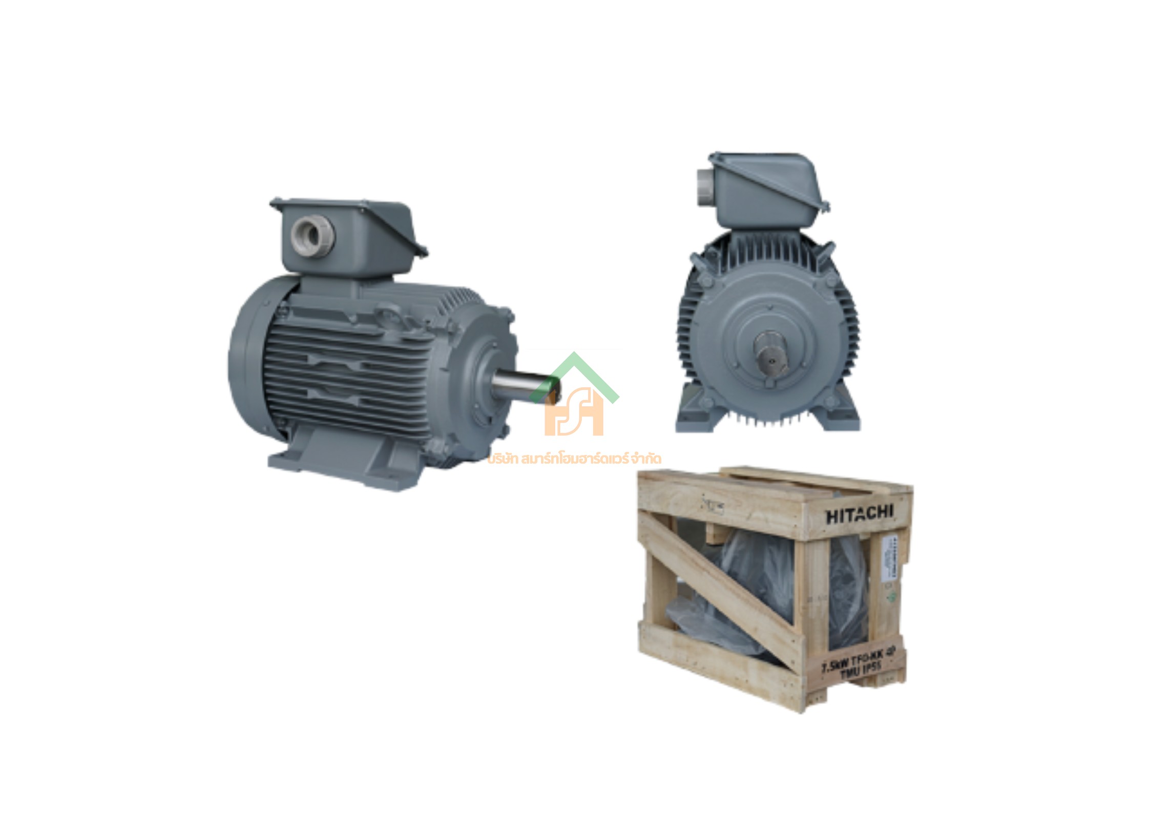 มอเตอร์ ฮิตาชิ HITACHI มอเตอร์ไฟฟ้า 7.5HP(5.50kw) 4Pole 3เฟส(380/415V) รุ่น TFO-KK ขาตั้ง 41207TM03 HIM19