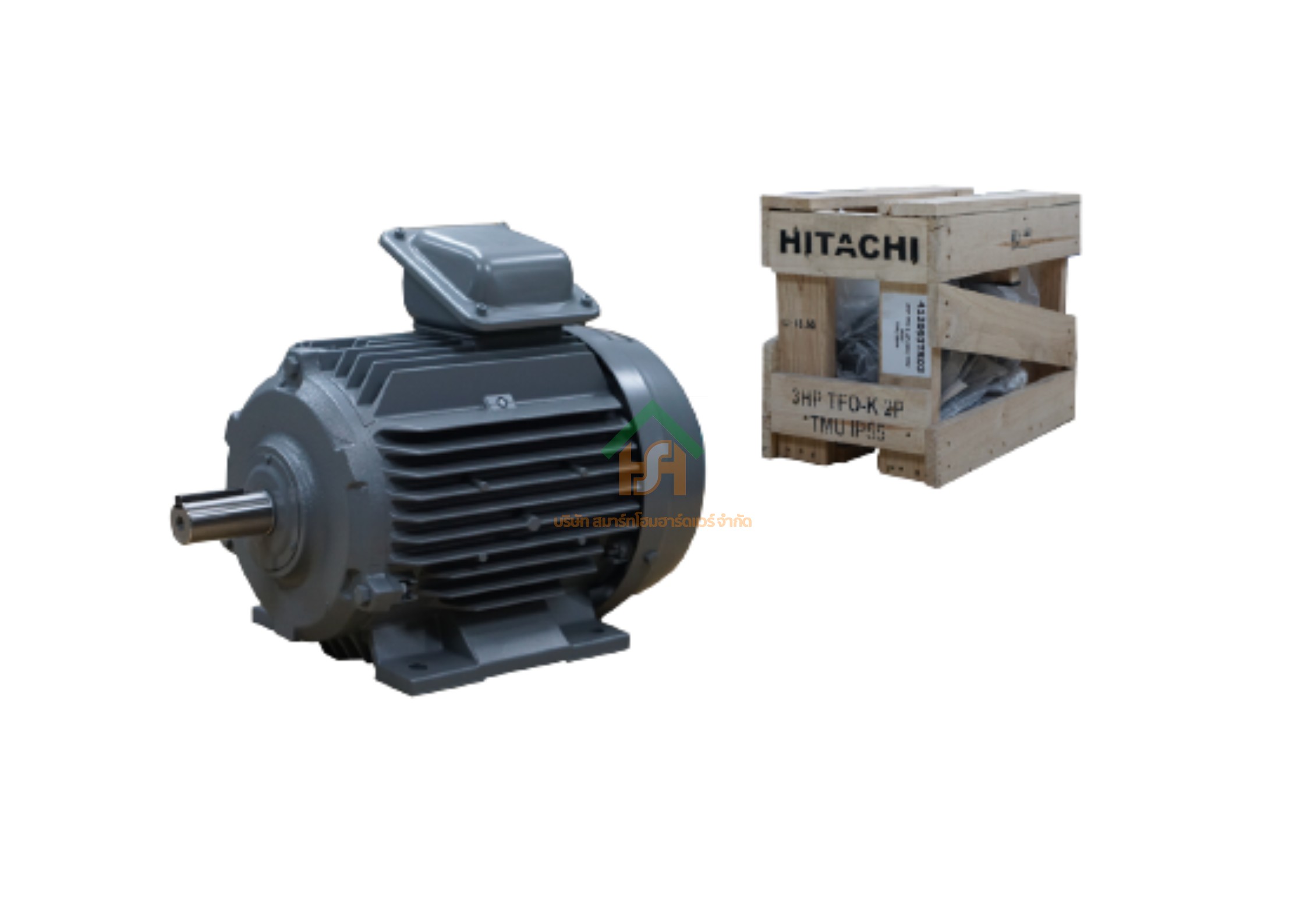 มอเตอร์ ฮิตาชิ HITACHI มอเตอร์ไฟฟ้า 5.0HP(3.70kw) 2Pole 3เฟส(220/380V) รุ่น TFO-K ขาตั้ง 412094TR03 HIM30