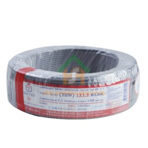สายไฟ united สายไฟยูไนเต็ด รุ่น THW 1 x 1.5 450V / 700V ยาว 100 เมตร สีเทา (1ม้วน) หุ้มฉนวน PVC ของแท้100% SHOP004.UNI.THW.1.15.100.GREY