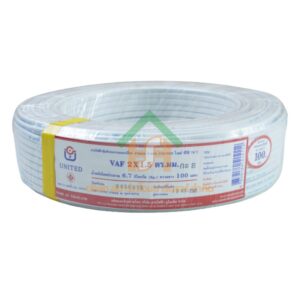 สายไฟ united สายไฟยูไนเต็ด รุ่น VAF 2 x 1.5 300V / 500V ยาว 100 เมตร สีขาว หุ้มฉนวน PVC ของแท้100%