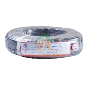 สายไฟ united สายไฟยูไนเต็ด รุ่น VCT 3 x 1 300V / 500V ยาว 100 เมตร สีดำ หุ้มฉนวน 3 ชั้น PVC ของแท้100%