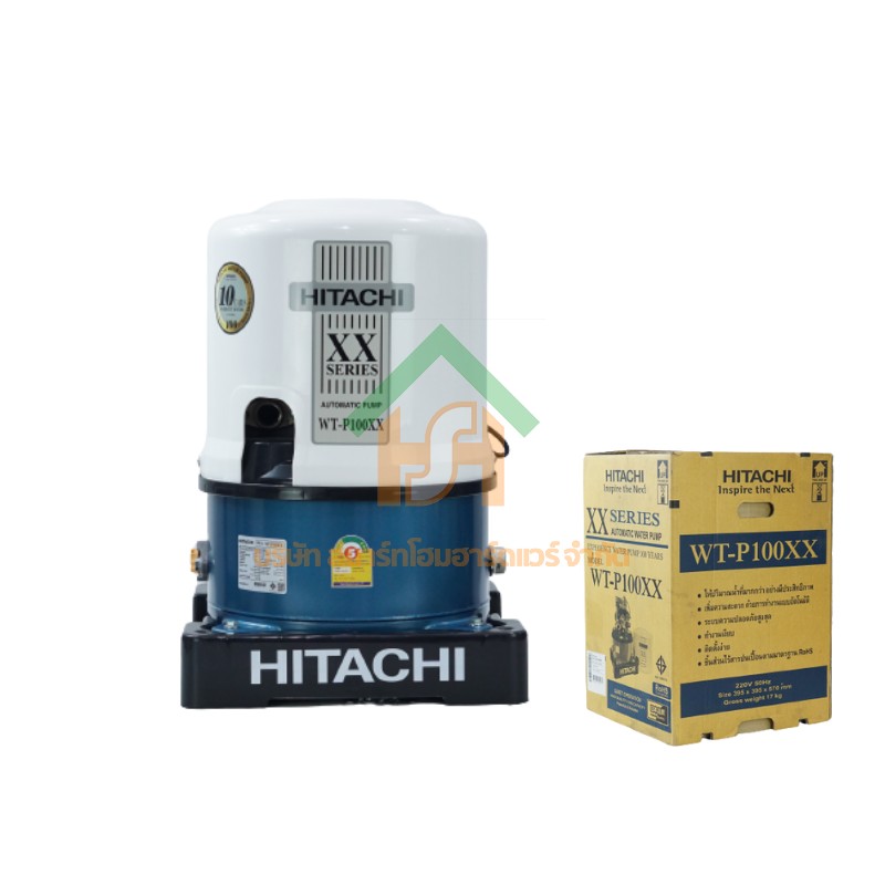ปั๊มน้ำฮิตาชิ Hitachi ชนิดแรงดัน รุ่น WT-P100XX ขนาด 100 วัตต์ ปั๊มน้ำราคาถูก ถังกลม WT-P100XX