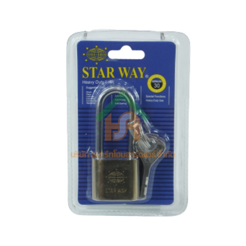 STARWAY กุญแจบ้าน กุญแจ กุนแจ ระบบลูกปืน กุญแจล็อคบ้าน แม่กุญแจ+ลูกกุญกุญแจบ้าน คอยาว แกนยาว ขนาด 30 มิล SHOP015.STW.22
